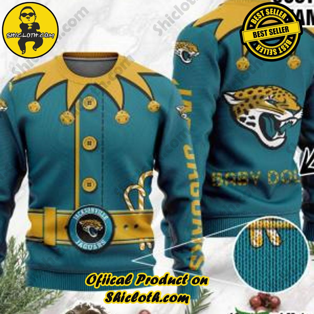 Warm Up Your Holidays with Shiclothshop's Cozy Christmas Sweaters for a Peaceful Season 15 NFL Jacksonville Jaguars Ugly Oversized Sweaters Custom Name
