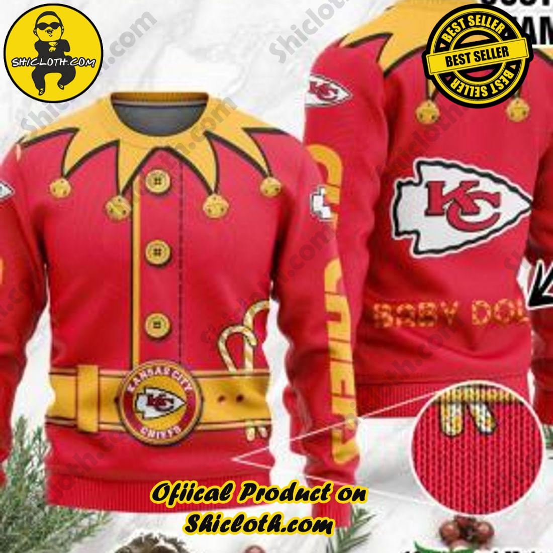 Warm Up Your Holidays with Shiclothshop's Cozy Christmas Sweaters for a Peaceful Season 16 NFL Kansas City Chiefs Ugly Oversized Sweaters Custom Name