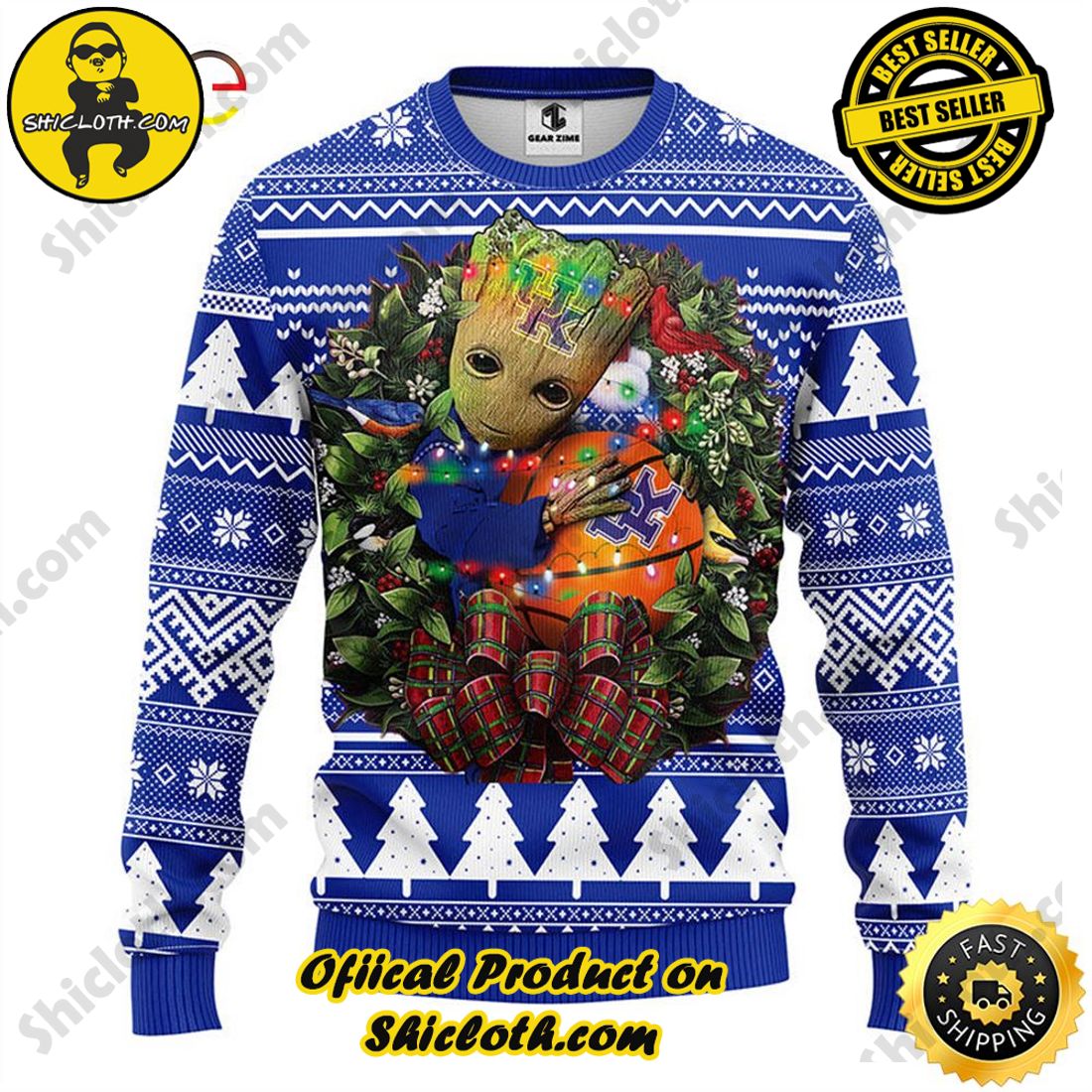 Hot trending and Best Seller : Exploring Shicloth's NFL Ugly Sweater Collection 40 NFL Kentucky Wildcats Groot Hug Ugly Sweater