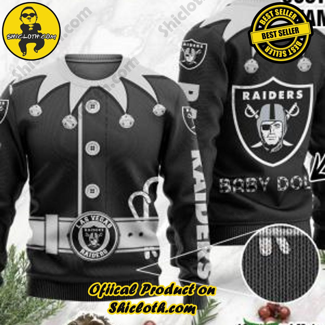 Warm Up Your Holidays with Shiclothshop's Cozy Christmas Sweaters for a Peaceful Season 17 NFL Las Vegas Raiders Ugly Oversized Sweaters Custom Name