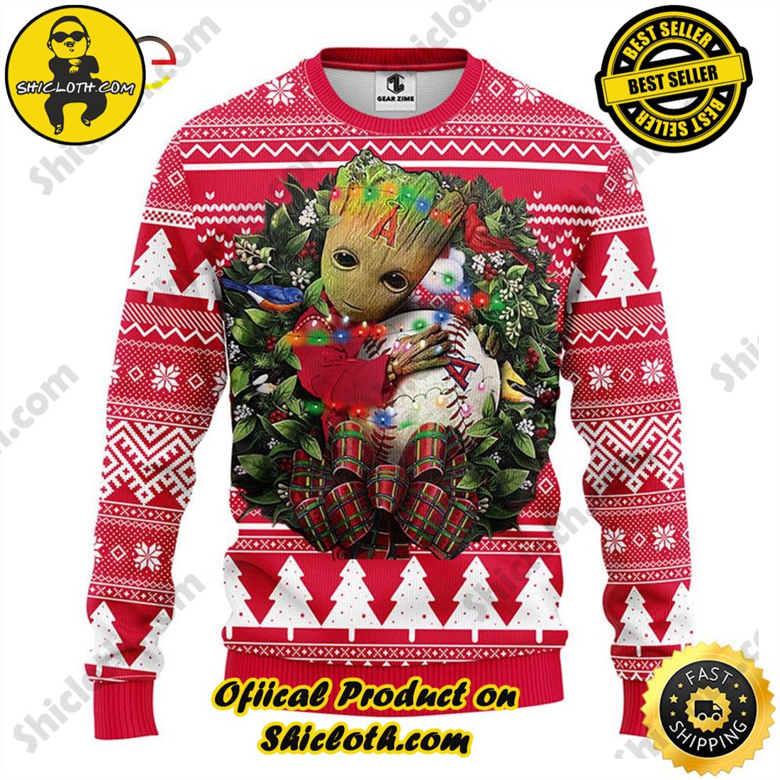 Hot trending and Best Seller : Exploring Shicloth's NFL Ugly Sweater Collection 41 NFL Los Angeles Angels Groot Ugly Sweater