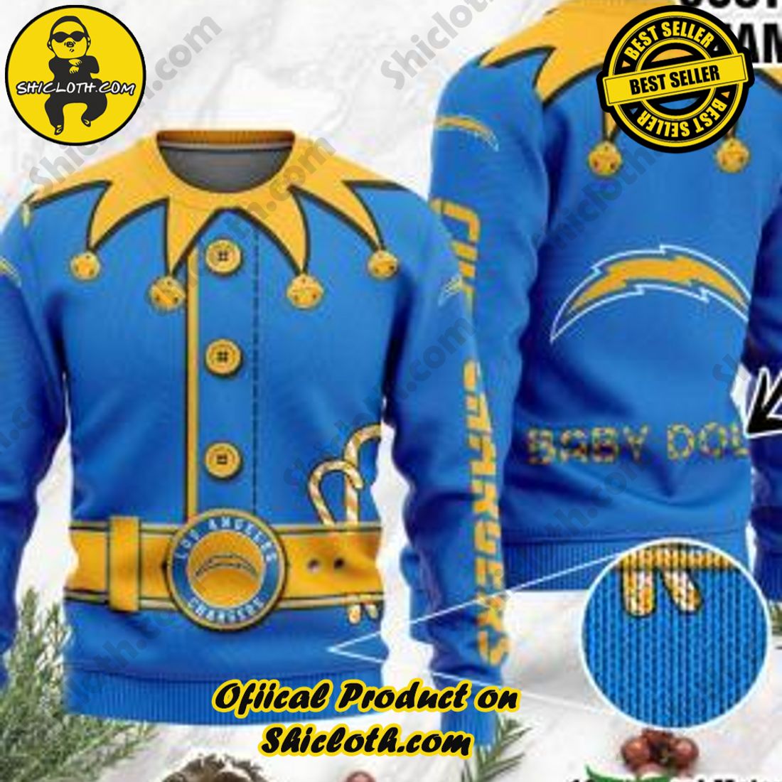Warm Up Your Holidays with Shiclothshop's Cozy Christmas Sweaters for a Peaceful Season 18 NFL Los Angeles Chargers Ugly Oversized Sweaters Custom Name