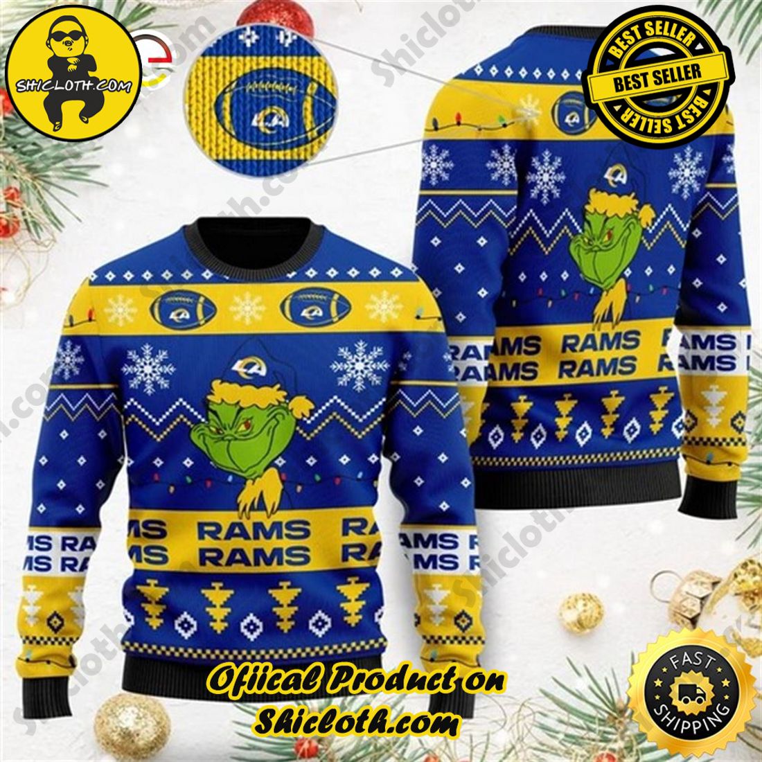 Los Angeles Rams And Mickey Mouse Ugly Christmas Sweater