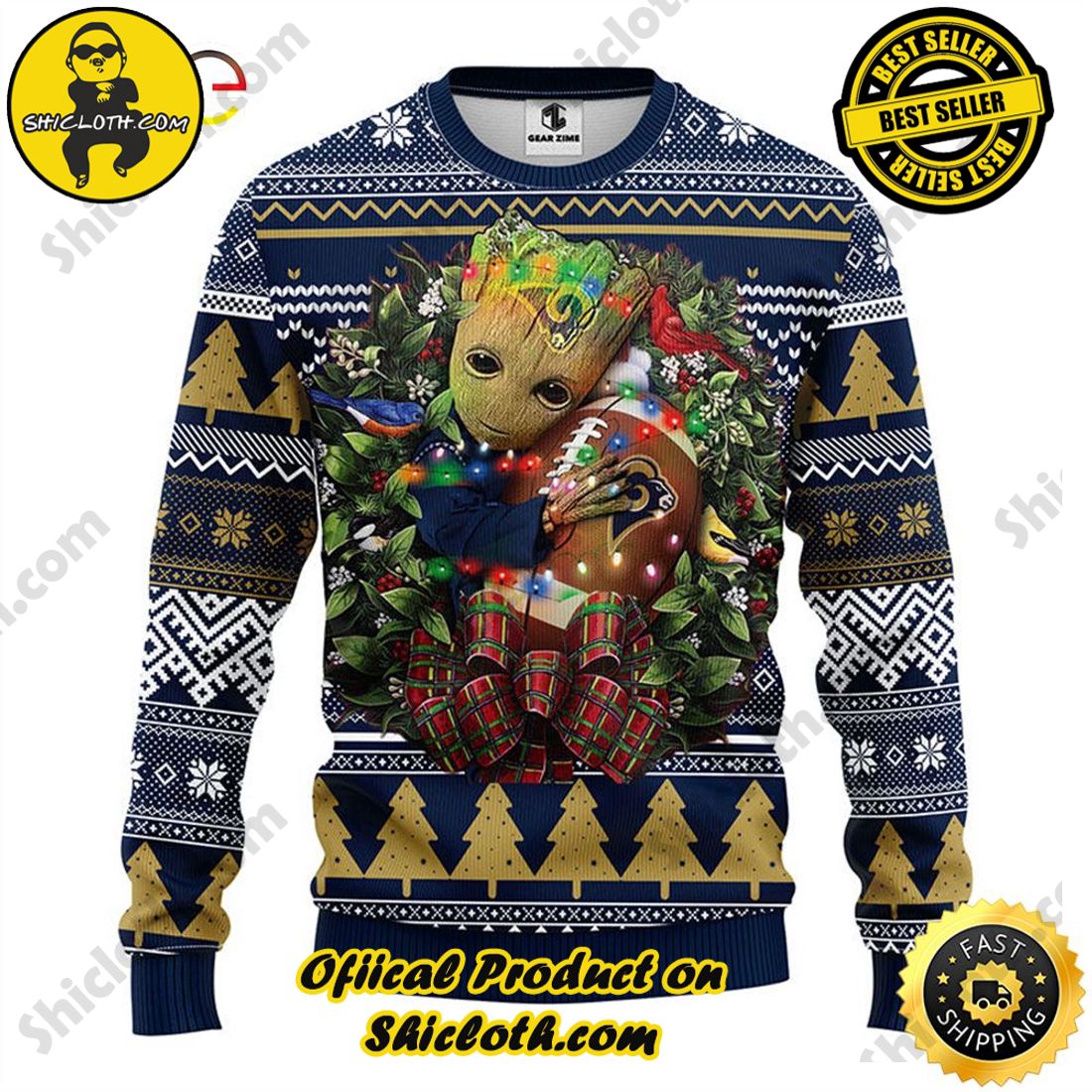 Hot trending and Best Seller : Exploring Shicloth's NFL Ugly Sweater Collection 43 NFL Los Angeles Rams Groot Ugly Sweater