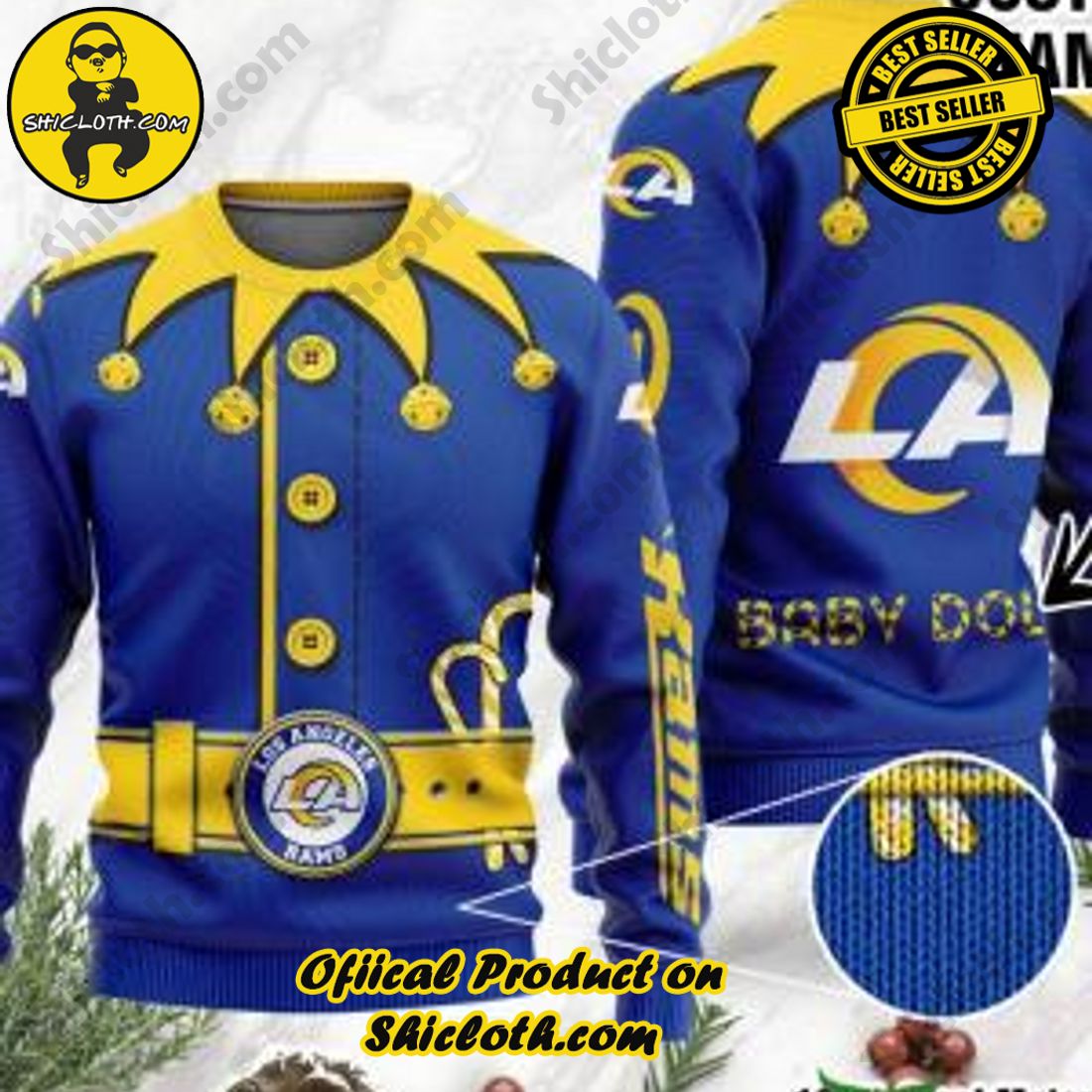 Warm Up Your Holidays with Shiclothshop's Cozy Christmas Sweaters for a Peaceful Season 19 NFL Los Angeles Rams Ugly Oversized Sweaters Custom Name – Sweatshirt