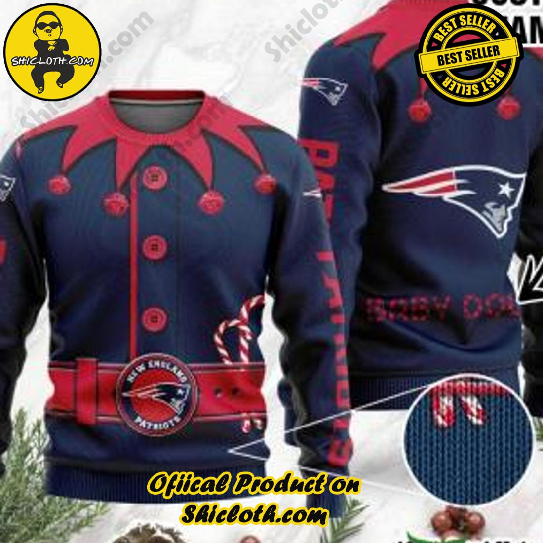 Warm Up Your Holidays with Shiclothshop's Cozy Christmas Sweaters for a Peaceful Season 22 NFL New England Patriots Ugly Oversized Sweaters Custom Name