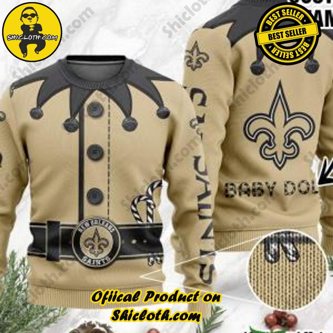 Warm Up Your Holidays with Shiclothshop's Cozy Christmas Sweaters for a Peaceful Season 23 NFL New Orleans Saints Ugly Oversized Sweaters Custom Name