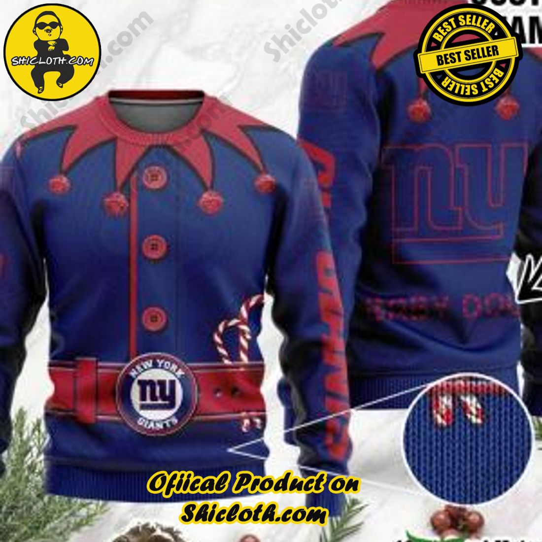 Warm Up Your Holidays with Shiclothshop's Cozy Christmas Sweaters for a Peaceful Season 24 NFL New York Giants Ugly Oversized Sweaters Custom Name