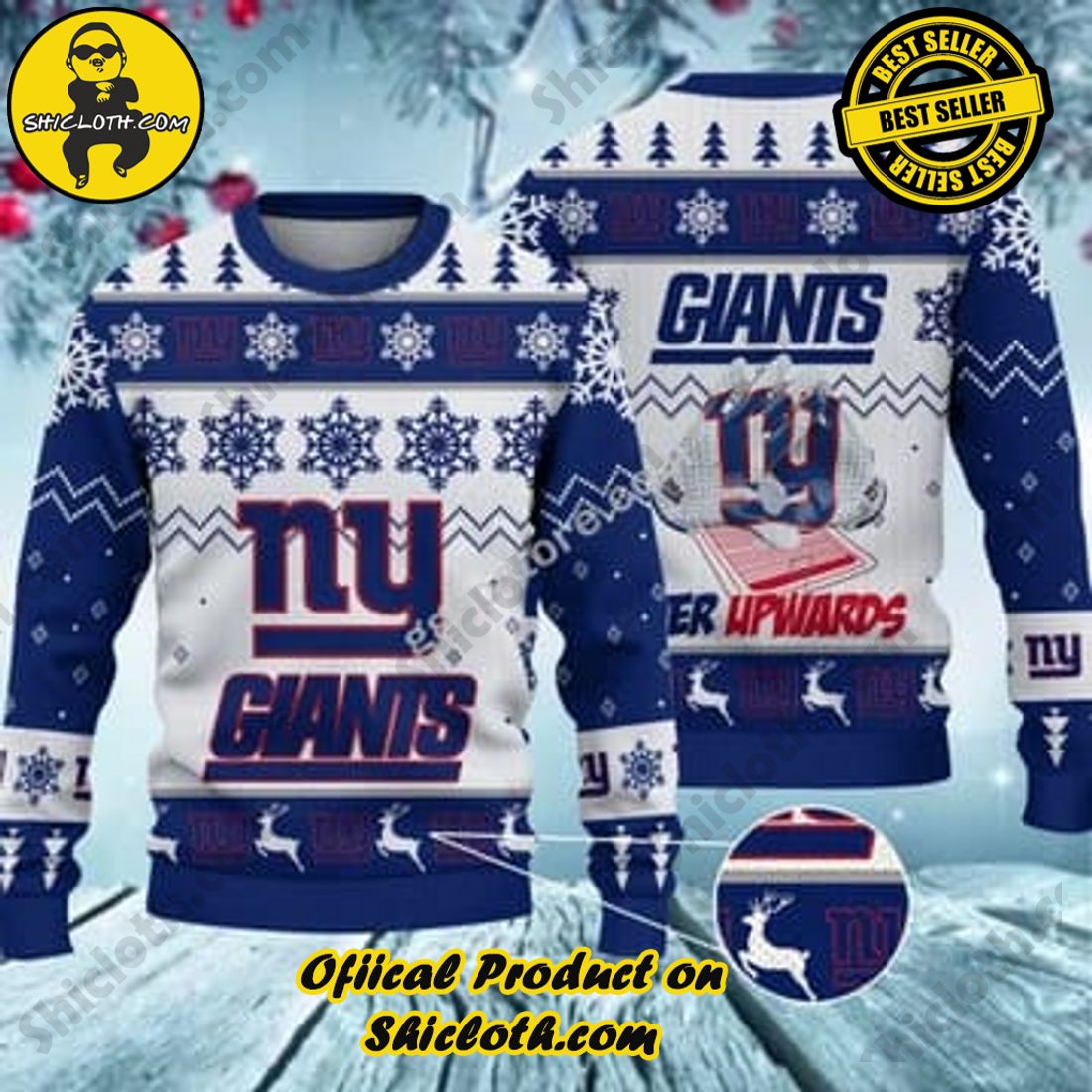 NFL New York Giants PRINTED GRADIENT Ugly Sweater, Small