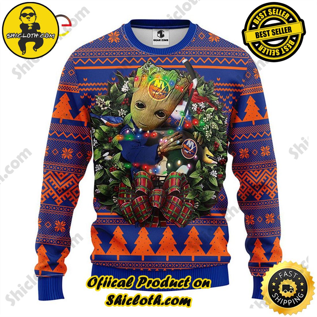 Hot trending and Best Seller : Exploring Shicloth's NFL Ugly Sweater Collection 56 NFL New York Islanders Groot Ugly Sweater