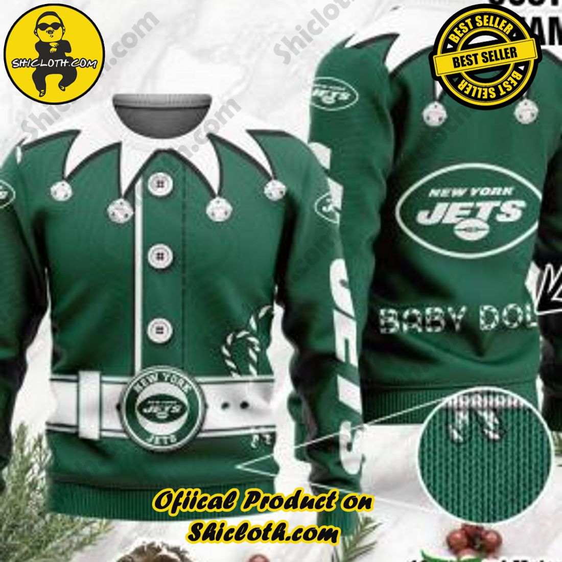 Warm Up Your Holidays with Shiclothshop's Cozy Christmas Sweaters for a Peaceful Season 25 NFL New York Jets Ugly Oversized Sweaters Custom Name