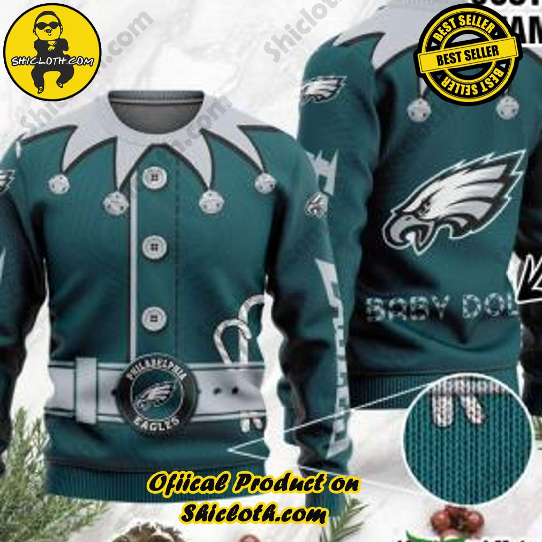 Warm Up Your Holidays with Shiclothshop's Cozy Christmas Sweaters for a Peaceful Season 26 NFL Philadelphia Eagles Ugly Oversized Sweaters Custom Name