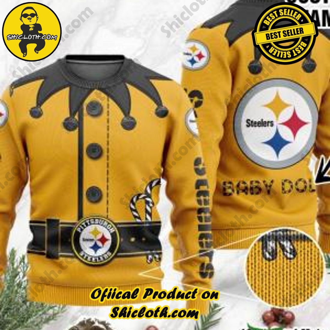 Warm Up Your Holidays with Shiclothshop's Cozy Christmas Sweaters for a Peaceful Season 27 NFL Pittsburgh Steelers Ugly Oversized Sweaters Custom Name