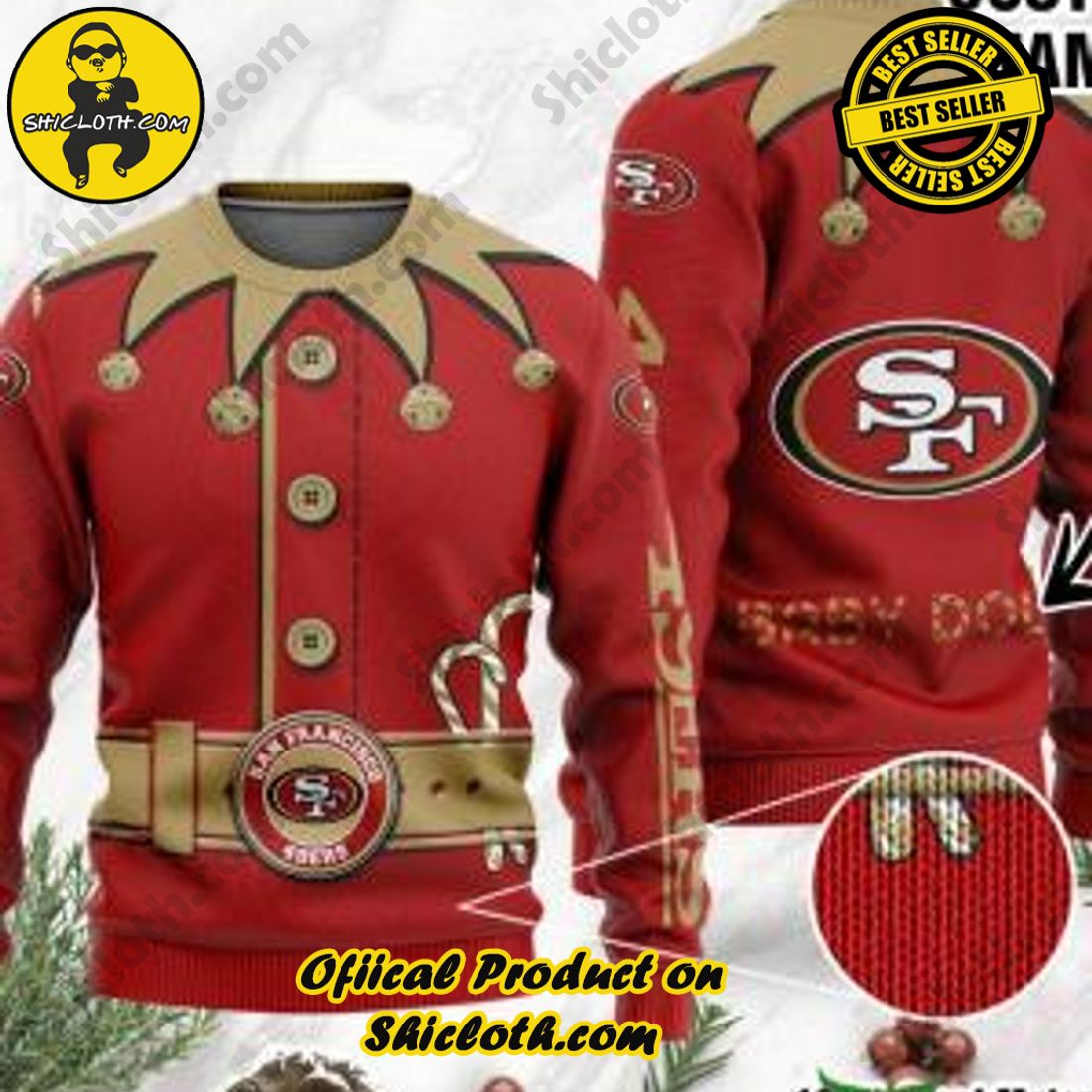 Warm Up Your Holidays with Shiclothshop's Cozy Christmas Sweaters for a Peaceful Season 28 NFL San Francisco 49ers Ugly Oversized Sweaters Custom Name