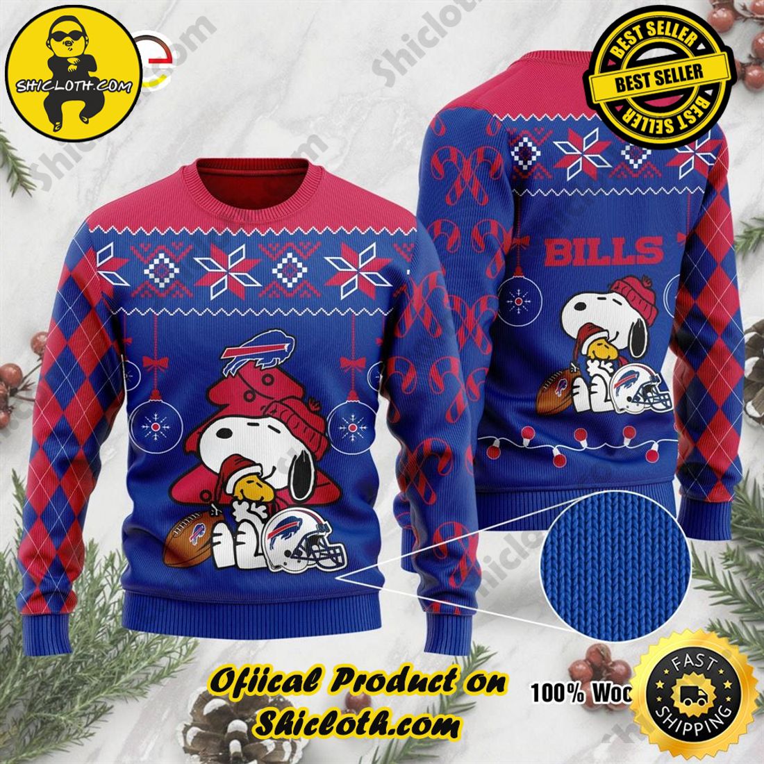 Snoopy Charlie Brown Woodstock Merry Chicago Bears Christmas sweater