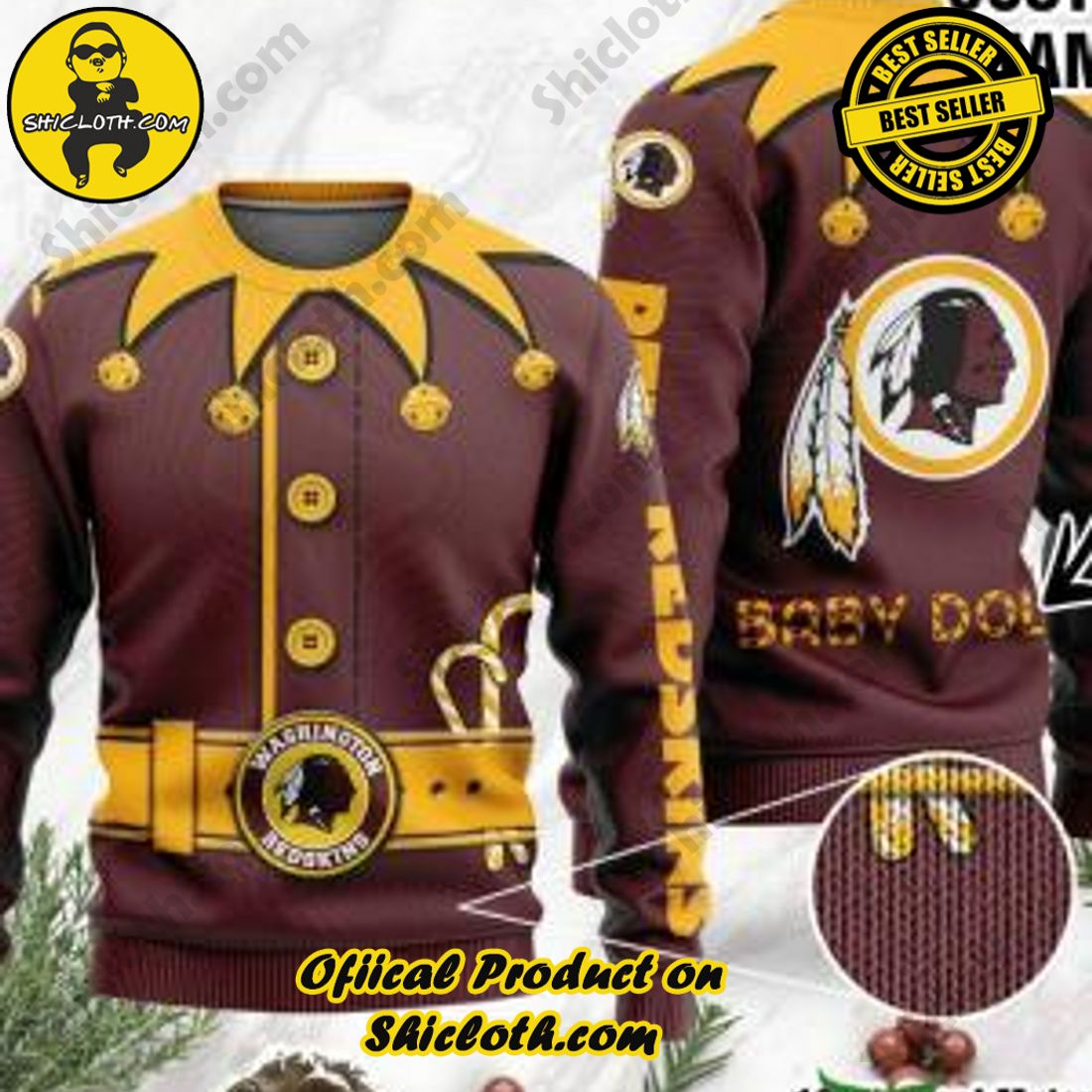 Warm Up Your Holidays with Shiclothshop's Cozy Christmas Sweaters for a Peaceful Season 32 NFL Washington Football Ugly Oversized Sweaters Custom Name