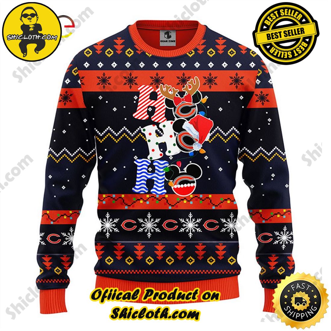 Hot trending and Best seller for Christmas : Sweaters from Shiclothshop 26 NHL Chicago Bears HoHoHo NFL Mickey Ugly Sweater Ideas