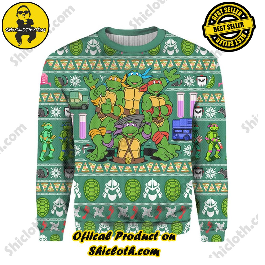 Best seller and Hot trending: Warm Up Your Holidays with Shiclothshop's Cozy Christmas Sweaters for a Peaceful Season 7 Ninja Turtles Ugly Christmas Sweater For Men & Women Christmas Gift Sweater