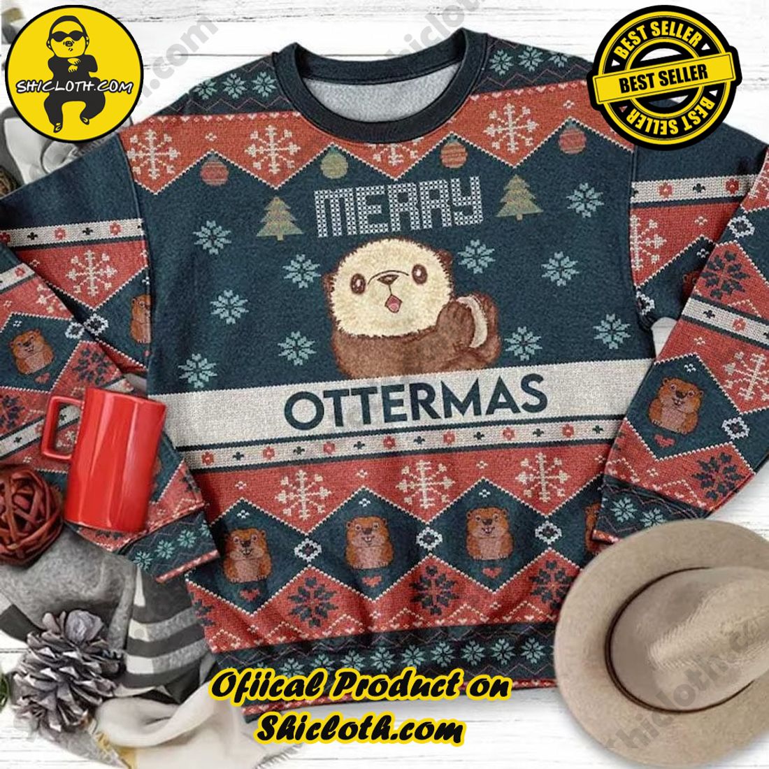 Best seller and Hot trending: Warm Up Your Holidays with Shiclothshop's Cozy Christmas Sweaters for a Peaceful Season 10 Otter Merry Ottermas Ugly Christmas Sweater For Men & Women Christmas Gift Sweater