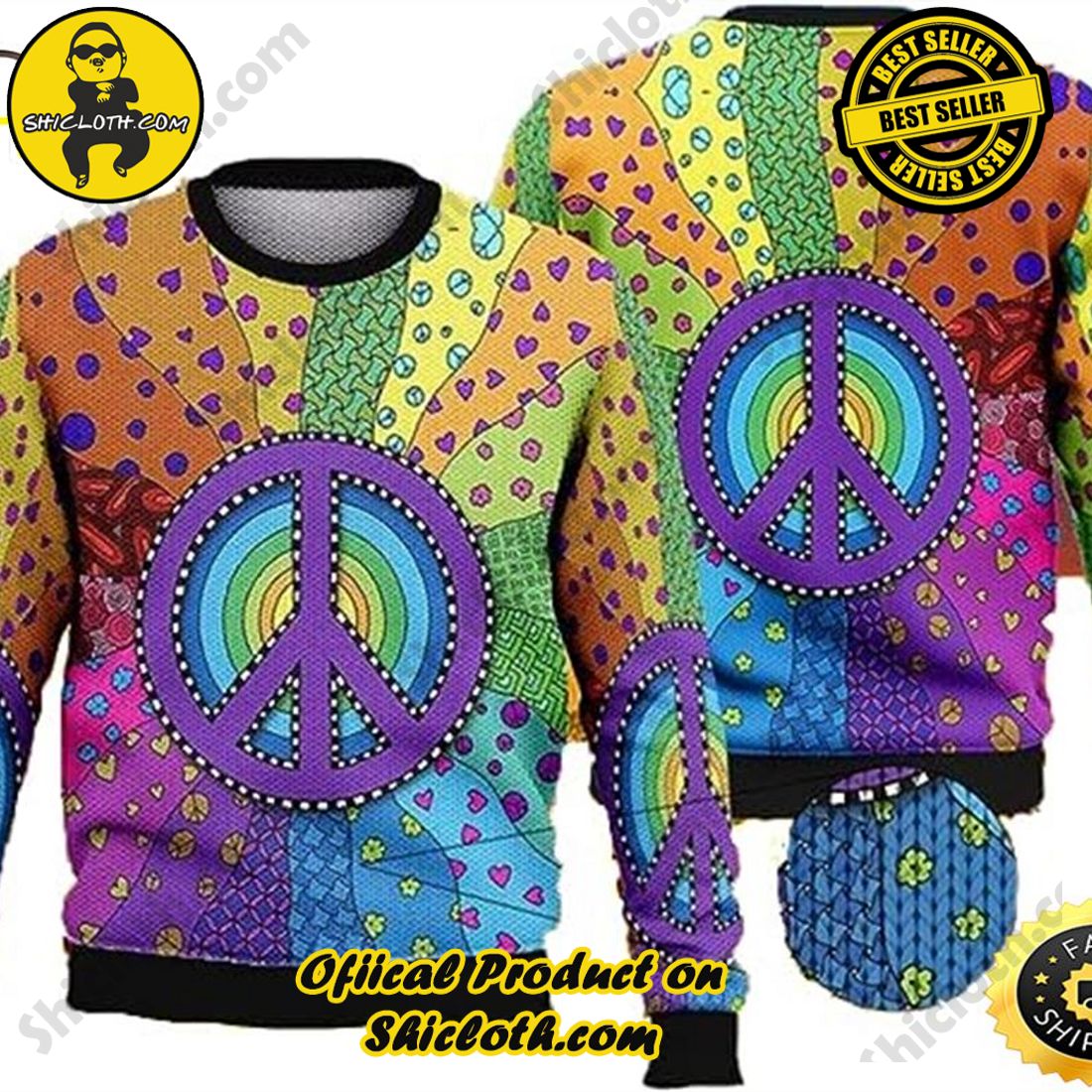 Hot trending for Christmas : Sweaters from Shiclothshop 30 Peace Color Hippie Mens Sweater Ugly Sweater Ideas
