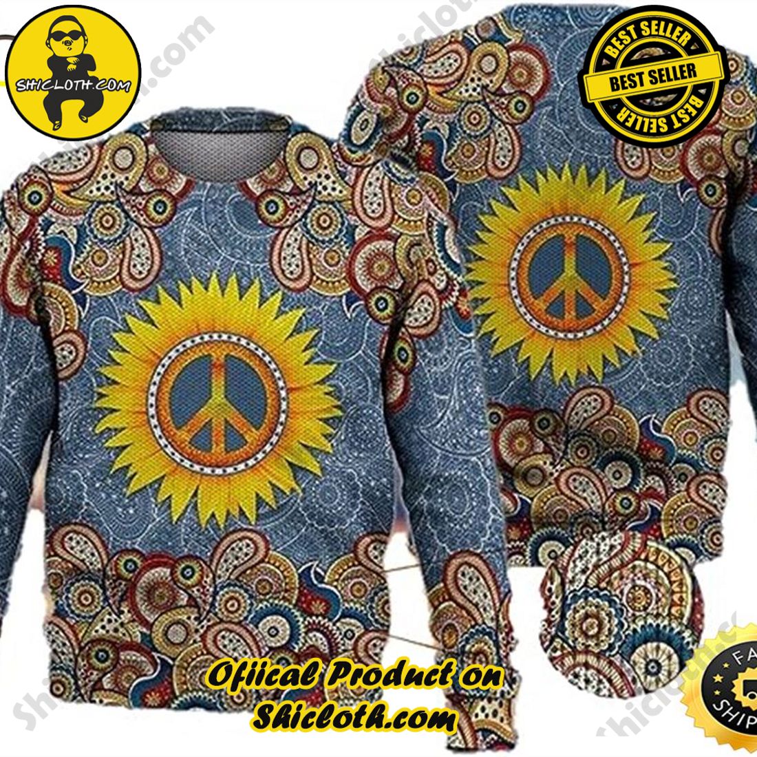 Hot trending for Christmas : Sweaters from Shiclothshop 34 Peace Ugly Sweaters Hippie Mens Ugly Sweater Ideas