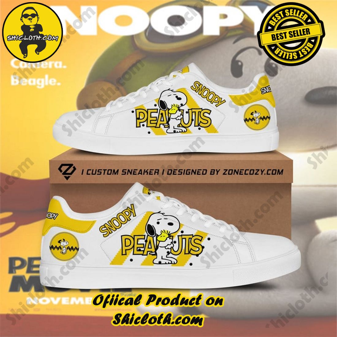 Step into Style with Shiclothshop's Stan Smith Low Top Shoes 34 Peanuts Snoopy Adidas Stan Smith Low Top Shoes