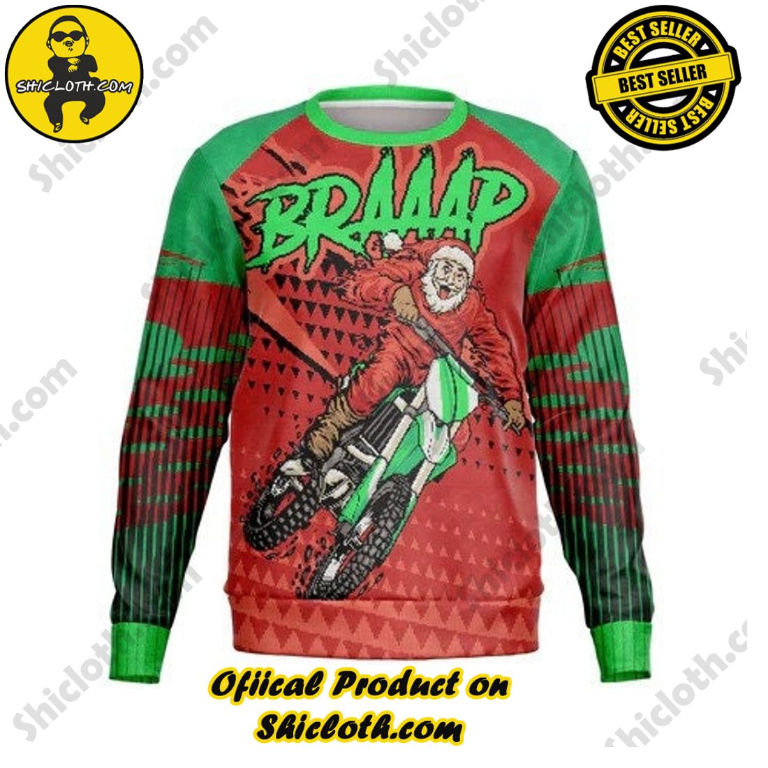 Best seller and Hot trending: Warm Up Your Holidays with Shiclothshop's Cozy Christmas Sweaters for a Peaceful Season 14 Personalized BRAAAP Santa Motorcycle Ugly Christmas Sweater For Men & Women Christmas Gift Sweater