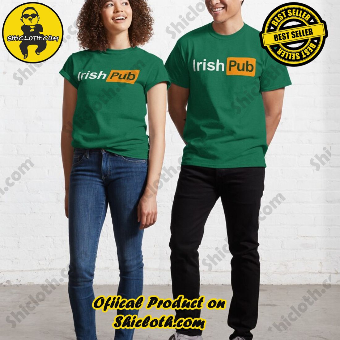Shiclothshop's Bestselling Pornhub T-Shirt: Affordable and High-Quality 18 Pornhub Irish Pub Logo de parodie de pub irlandais T-shirt classique