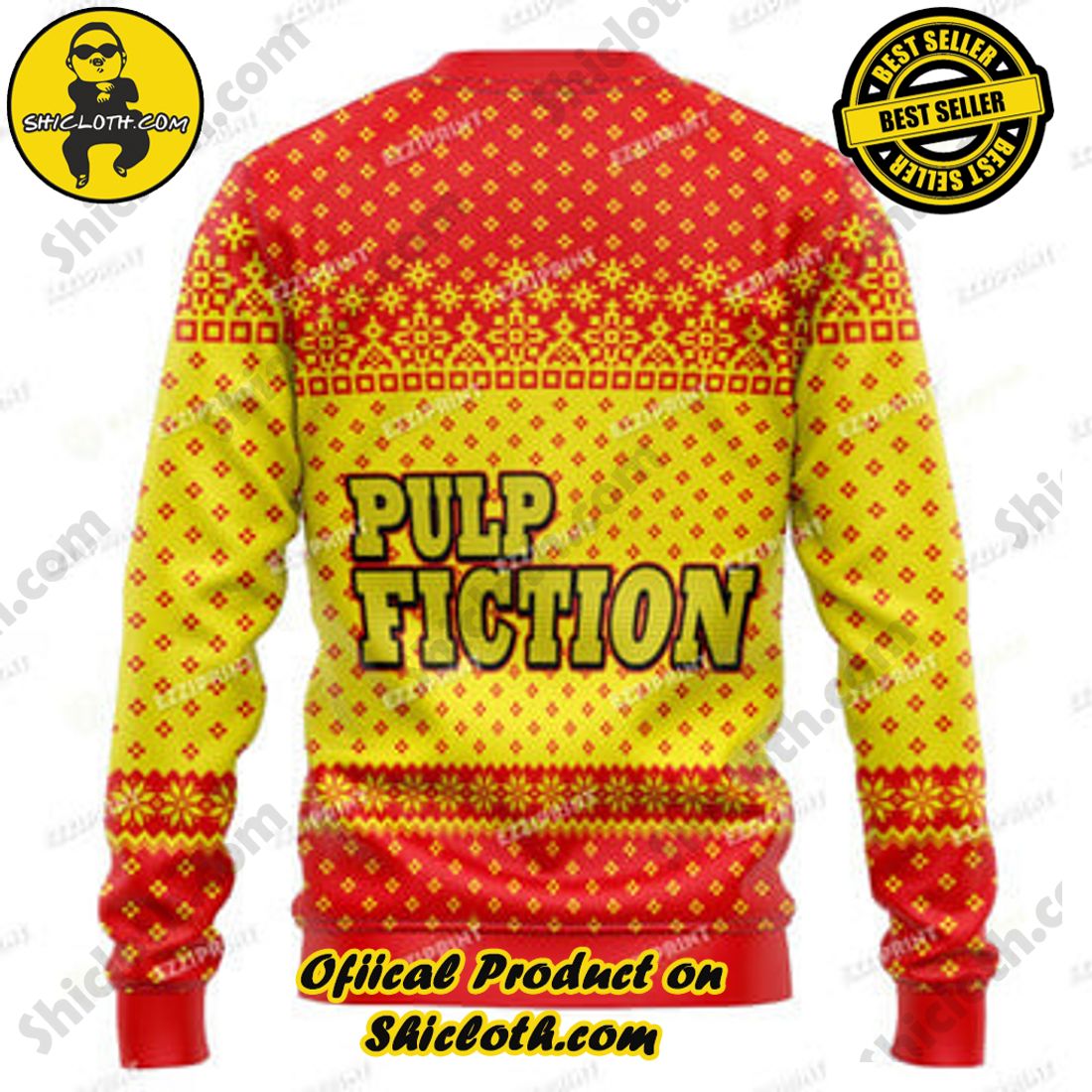Pulp Fiction Merry Xmas Again Ugly Christmas Sweater 2 Pulp Fiction Merry Xmas Again Ugly Christmas Sweater - Image 2