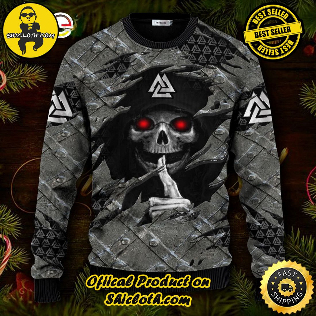 Best seller: Warm Up Your Holidays with Shiclothshop's Cozy Christmas Sweaters for a Peaceful Season 66 Red Eyes Skull Inside Me Ugly Christmas Sweater For Men & Women Christmas Gift Sweater