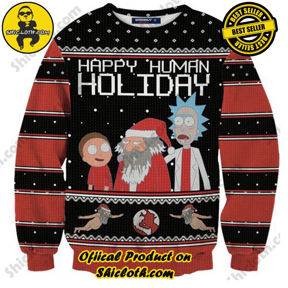 Best seller and Hot trending: Warm Up Your Holidays with Shiclothshop's Cozy Christmas Sweaters for a Peaceful Season 22 Rick And Morty Happy Human Holiday Ugly Christmas Sweater For Men & Women Christmas Gift Sweater