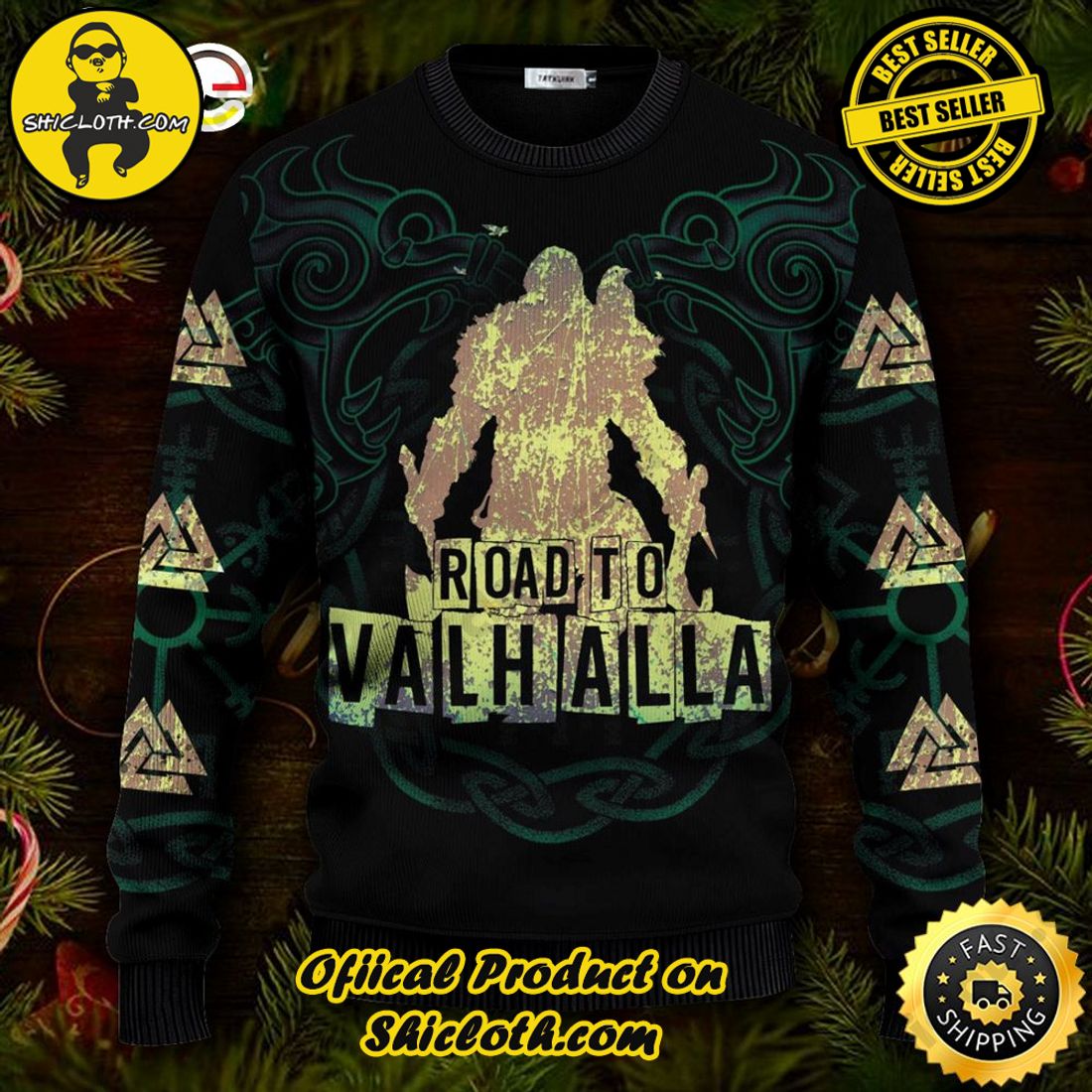 Best seller: Warm Up Your Holidays with Shiclothshop's Cozy Christmas Sweaters for a Peaceful Season 73 Road To Valhalla Viking Ugly Christmas Sweater For Men & Women Christmas Gift Sweater