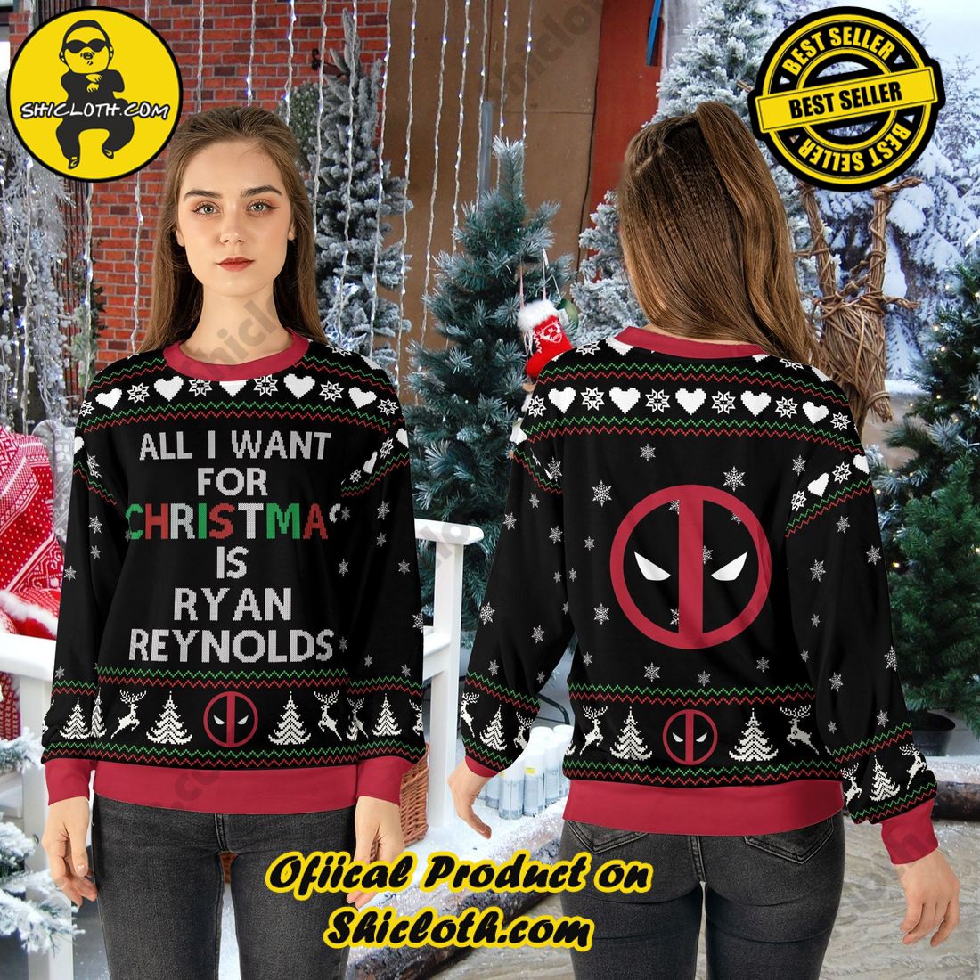 Best seller and Hot trending: Warm Up Your Holidays with Shiclothshop's Cozy Christmas Sweaters for a Peaceful Season 25 Ryan Reynolds Deadpool Ugly Christmas Sweater For Men & Women Christmas Gift Sweater