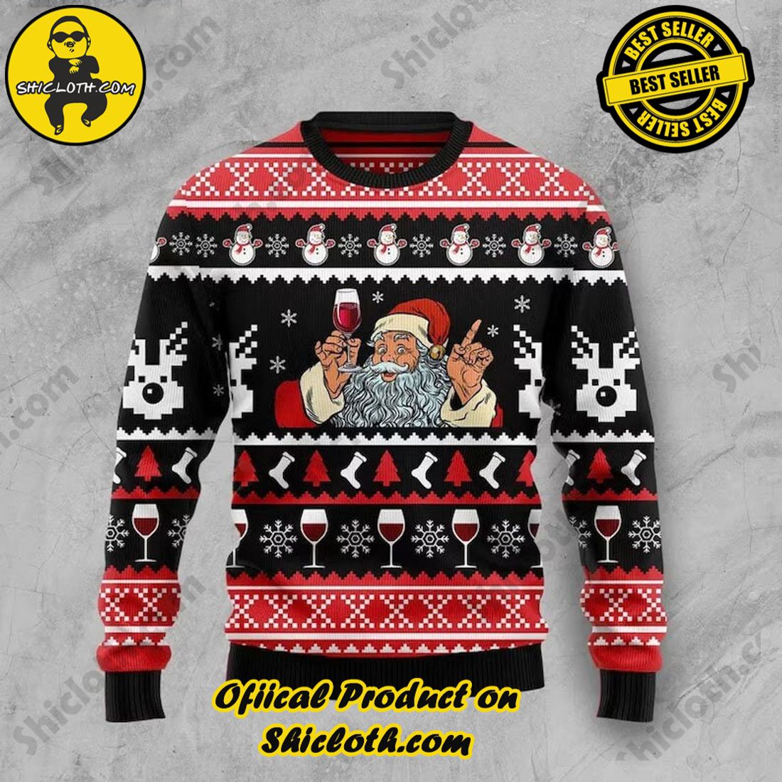 Best seller and Hot trending: Warm Up Your Holidays with Shiclothshop's Cozy Christmas Sweaters for a Peaceful Season 29 Santa Claus Red Wine Ugly Christmas Sweater For Men & Women Christmas Gift Sweater