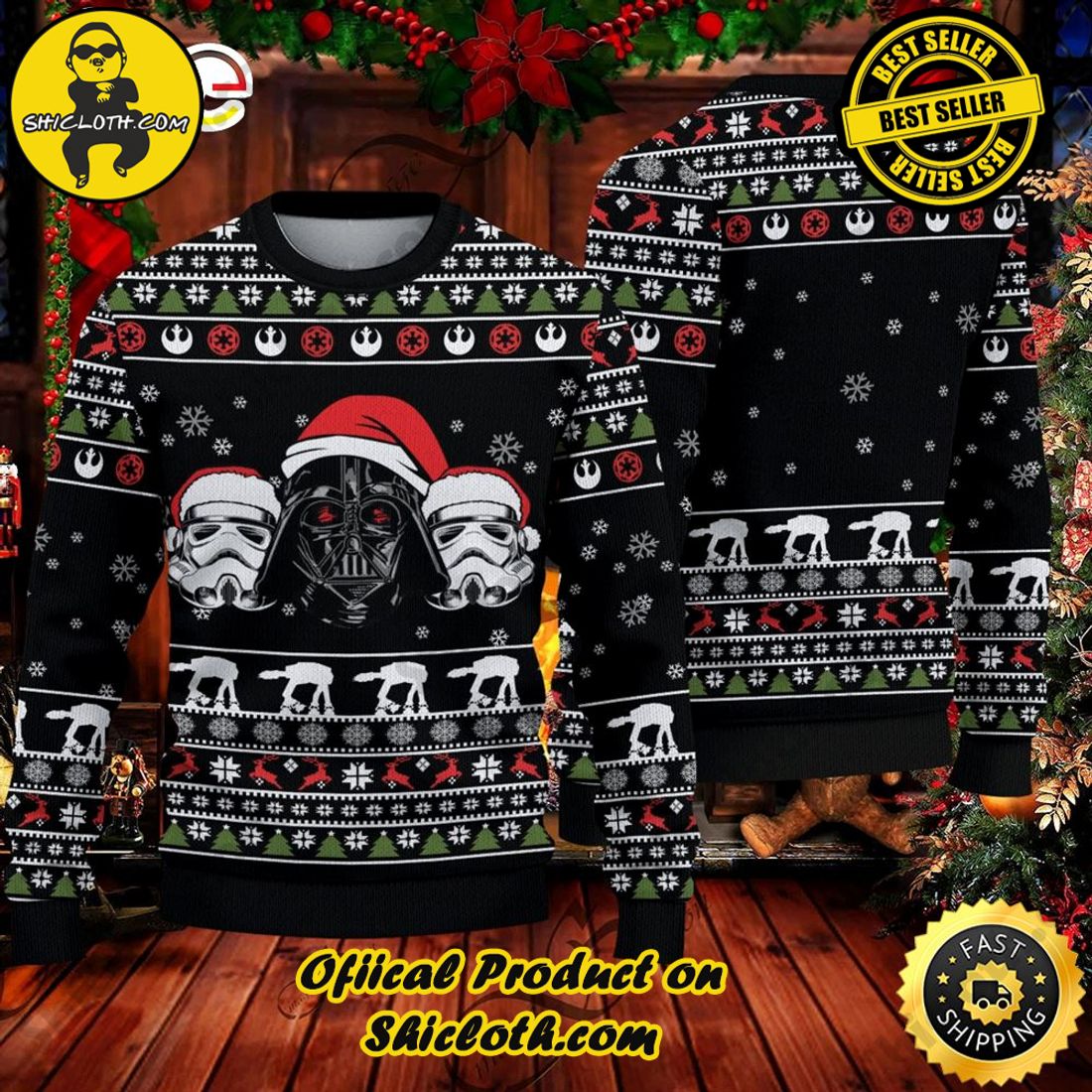 Hot trending and Best seller for Christmas : Sweaters from Shiclothshop 33 Santa Hat Darth Vader Star Ugly Sweater Ideas