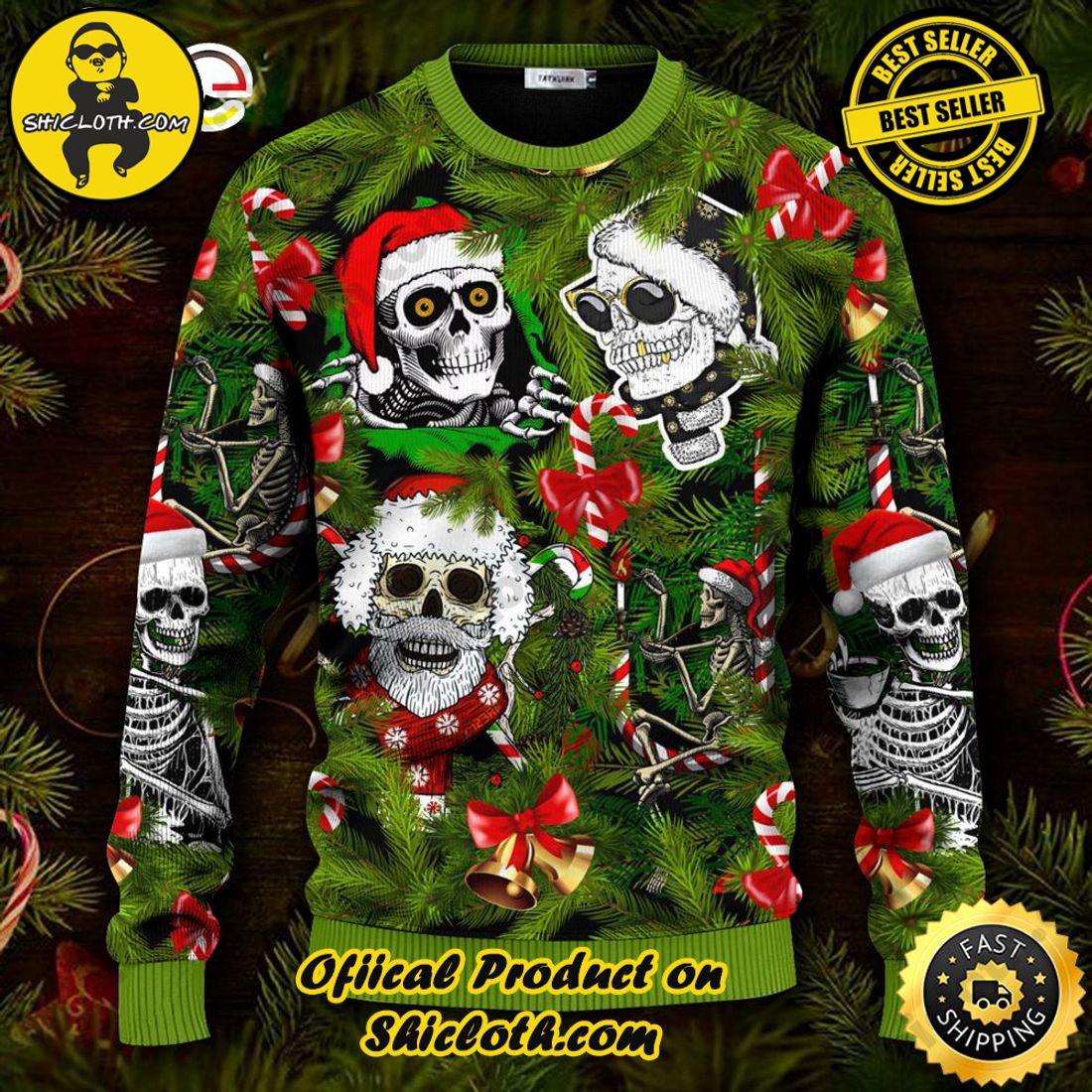 Best seller: Warm Up Your Holidays with Shiclothshop's Cozy Christmas Sweaters for a Peaceful Season 75 Santa Skulls In Christmas Tree Ugly Christmas Sweater For Men & Women Christmas Gift Sweater