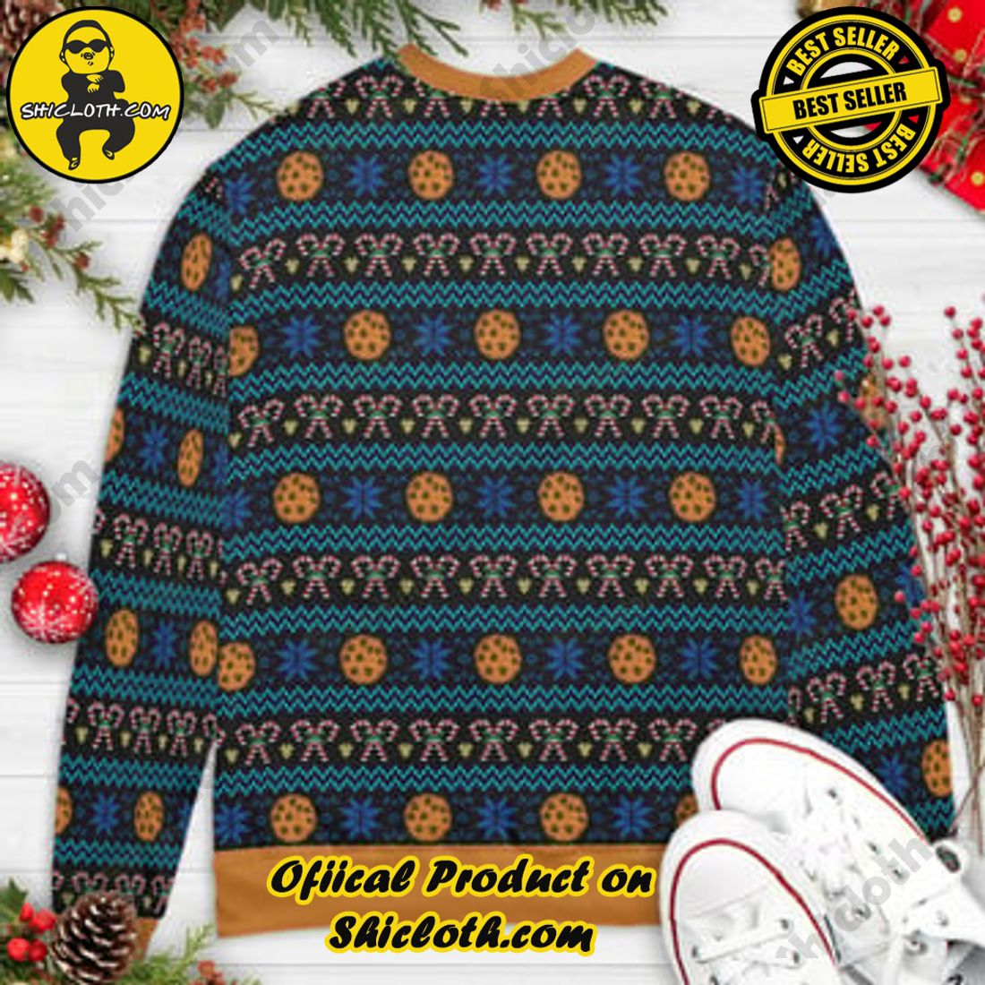 Santa Wants Cookies Ho Ho Nom Cookie Monster Ugly Christmas Sweater 2 Santa Wants Cookies Ho Ho Nom Cookie Monster Ugly Christmas Sweater - Image 2