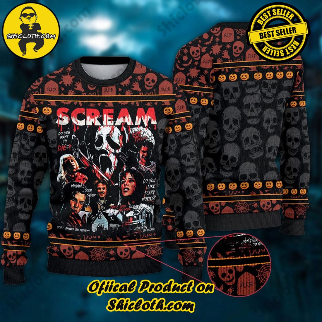 Best seller and Hot trending: Warm Up Your Holidays with Shiclothshop's Cozy Christmas Sweaters for a Peaceful Season 32 Scream Movie Characters Ugly Christmas Sweater For Men & Women Christmas Gift Sweater