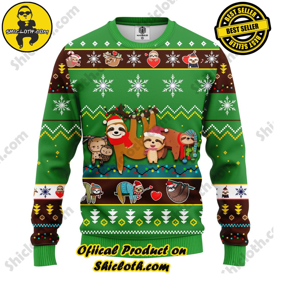 Best seller and Hot trending: Warm Up Your Holidays with Shiclothshop's Cozy Christmas Sweaters for a Peaceful Season 38 Sloth Cute Noel Mc Christmas Green Ugly Sweater For Men & Women Christmas Gift Sweater