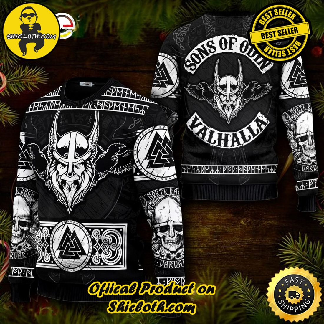 Best seller: Warm Up Your Holidays with Shiclothshop's Cozy Christmas Sweaters for a Peaceful Season 80 Sons Of Odin Valhalla Skull Ugly Christmas Sweater For Men & Women Christmas Gift Sweater
