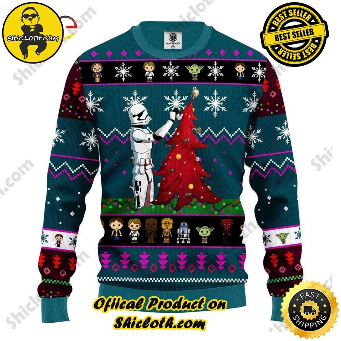 Warm Up Your Holidays with Shiclothshop's Cozy Christmas Sweaters for a Peaceful Season 33 Stormtrooper Decorates Xmas Tree Star Ugly Oversized Sweaters Ideas