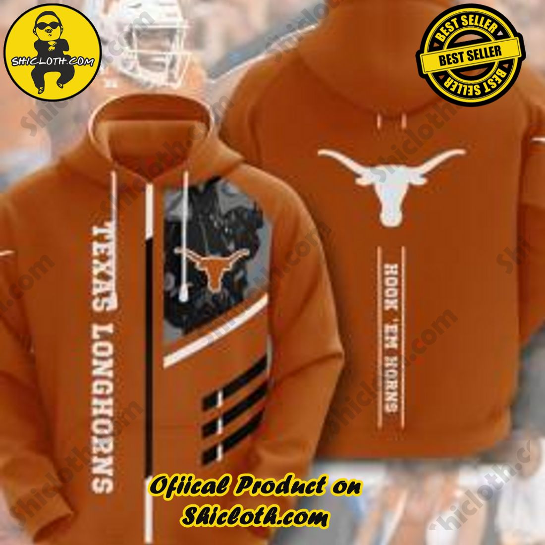 Hot Trending and Best Seller for Christmas: Shiclothshop's 3D Hoodies 28 Texas Longhorns Hook ‘Em Horns American Football 3D Hoodie