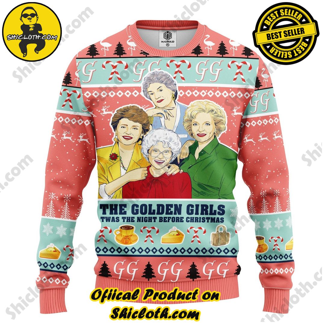 Best seller and Hot trending: Warm Up Your Holidays with Shiclothshop's Cozy Christmas Sweaters for a Peaceful Season 55 The Golden Girl Pink Ugly Christmas Sweater For Men & Women Christmas Gift Sweater