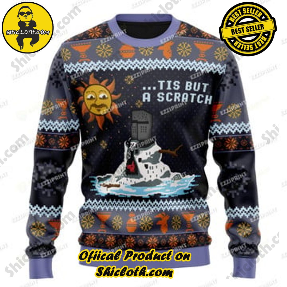 Shiclothshop's Sweaters: The Perfect Fashionable Gift for Everyone 25 The Melting Knight Monty Python Ugly Christmas Sweater