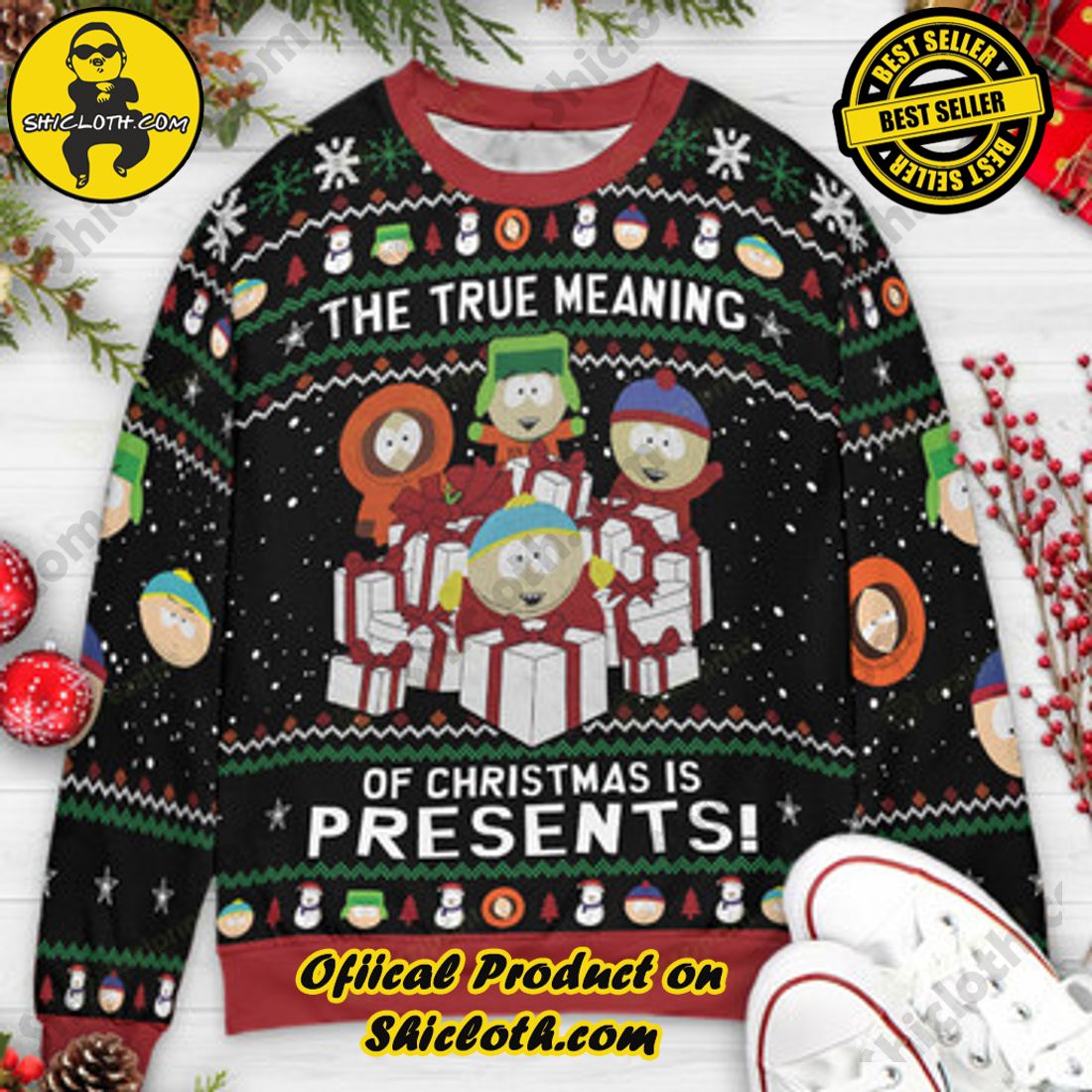 Shiclothshop's Sweaters: The Perfect Fashionable Gift for Everyone 26 The true meaning of Christmas is present South Park Ugly Christmas Sweater
