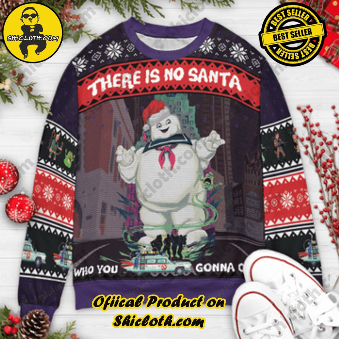 Shiclothshop's Sweaters: The Perfect Fashionable Gift for Everyone 27 There Is No Santa Ghostbusters Ugly Christmas Sweater