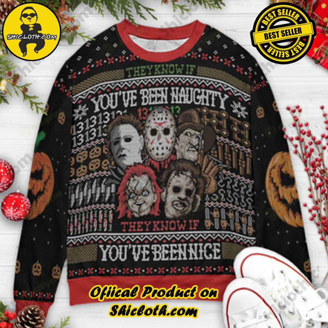 Shiclothshop's Sweaters: The Perfect Fashionable Gift for Everyone 28 They Know If you've been naughty Horror Characters Ugly Christmas Sweaters