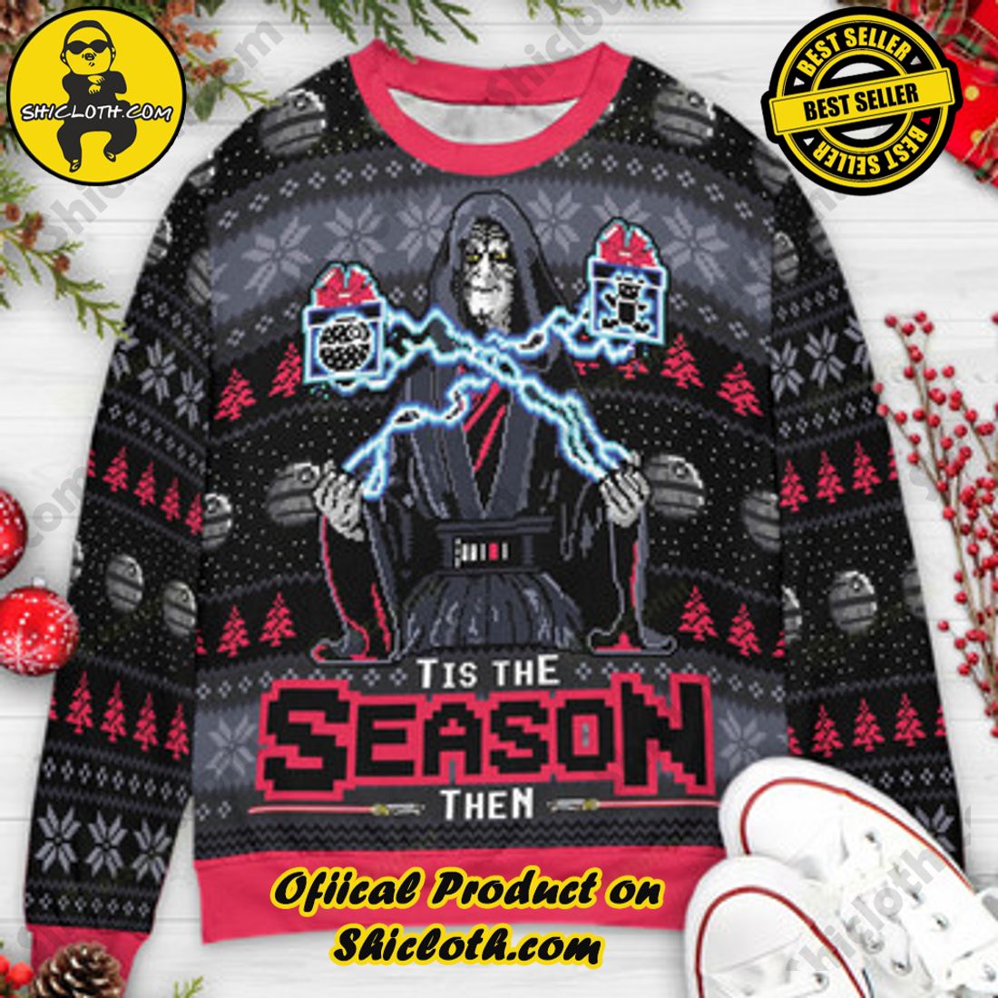 Shiclothshop's Sweaters: The Perfect Fashionable Gift for Everyone 31 Tis the season, then Palpatine Darth Sidious Star Wars Ugly Christmas Sweater