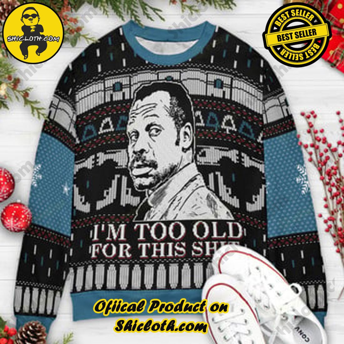 Shiclothshop's Sweaters: The Perfect Fashionable Gift for Everyone 32 Too Old For This Lethal Weapon Ugly Christmas Sweaters