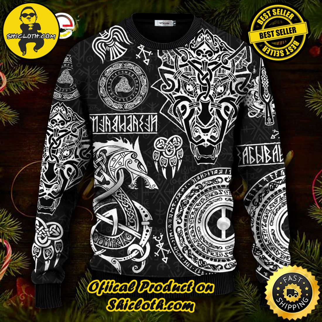 Best seller and Hot trending: Warm Up Your Holidays with Shiclothshop's Cozy Christmas Sweaters for a Peaceful Season 70 Triple Horn Pattern Cool Symbol Ugly Christmas Sweater For Men & Women Christmas Gift Sweater